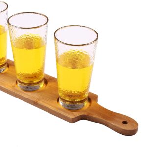 HinLot 2.7 inches Dia Base Beer Tasting Flight Set Wine Glasses Flight Boards Jars Serving Paddles (Round, 1) 3.5Wx15.5L