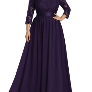 Ever-Pretty Womens Plus Size Lace Evening Formal Dress Elegant Lace Dresses Dark Purple US 20