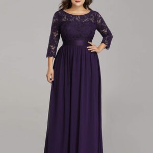 Ever-Pretty Womens Plus Size Lace Evening Formal Dress Elegant Lace Dresses Dark Purple US 20