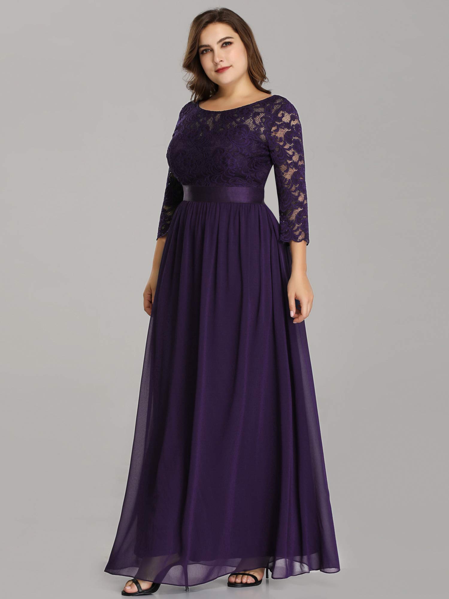 Ever-Pretty Womens Plus Size Lace Evening Formal Dress Elegant Lace Dresses Dark Purple US 20