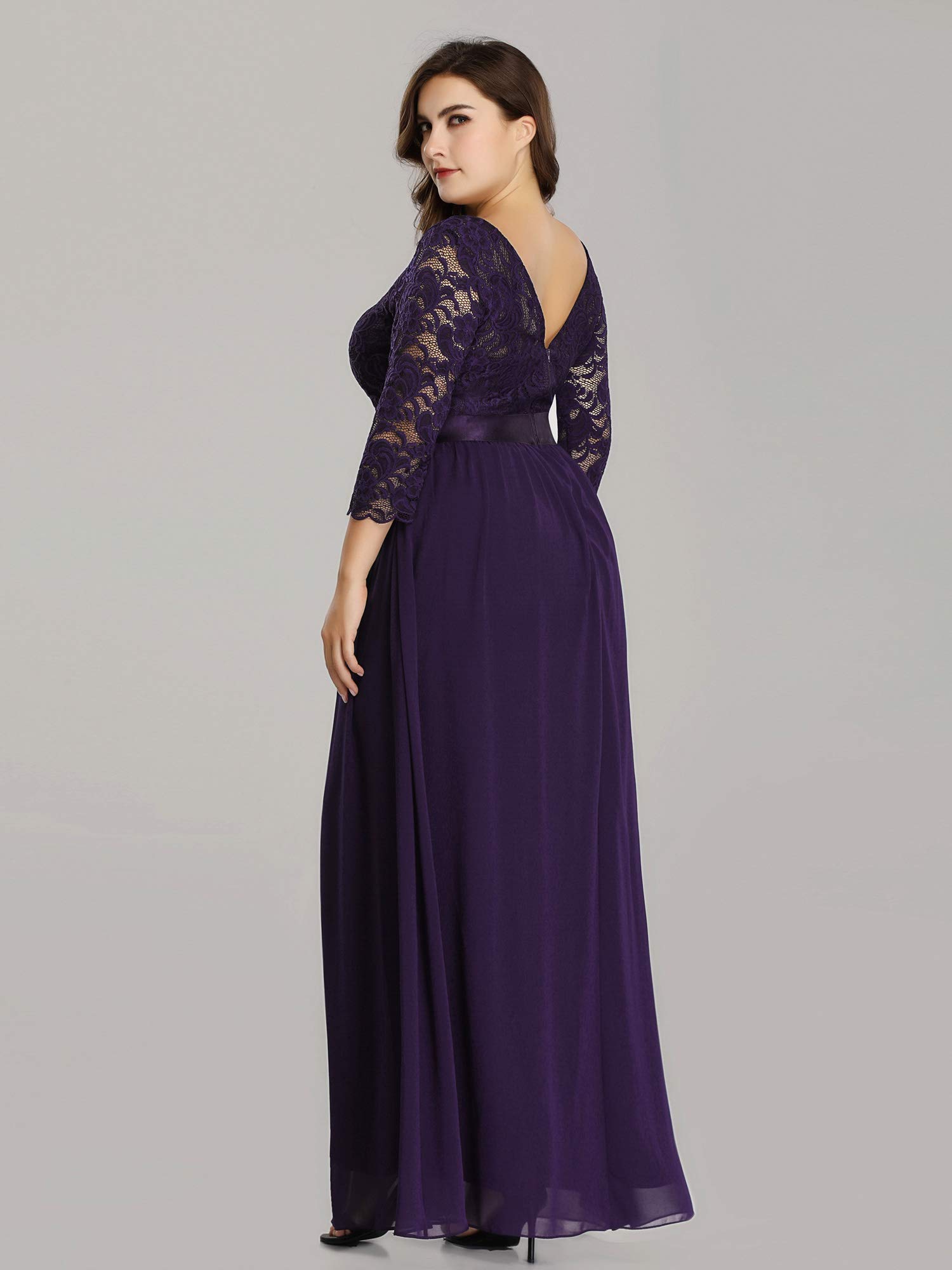 Ever-Pretty Womens Plus Size Lace Evening Formal Dress Elegant Lace Dresses Dark Purple US 20