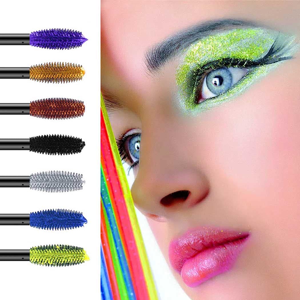 Eyret Waterproof Long-lasting Colorful Mascara Silver Smudgeproof Fast Dry Eye Lashes Curling Lengthening Thick Eyelashes Paste Beauty Makeup for Women and Girls (2#)