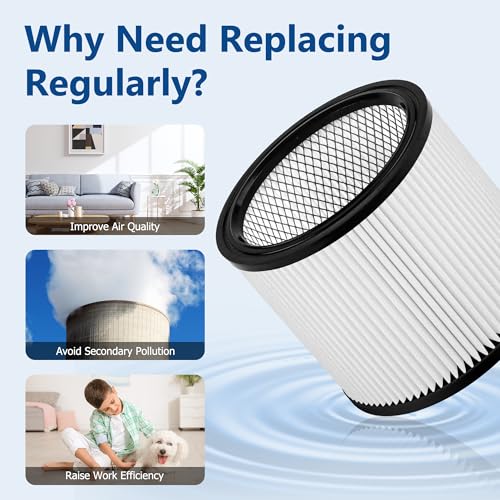 90304 Filter Replacement for Shop-Vac 5 Gallon Up Wet/Dry Vacuum 90350 90304 90333 Filter, 1 Pack