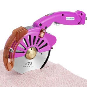 baoshishan electric fabric rotary cutter heavy duty speed adjustable fabric scissors round blade cutting machine for multilayer fabric leather cloth carpet (100mm plug-in purple)