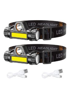mytoolgift 2 packs led headlamps, portable, long range, rechargeable, high lumen, battery powered