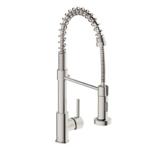 kitchen faucet, commercial kitchen sink faucets with pull down sprayer, stainless steel faucets for kitchen sinks, dual function spray head, single handle spring kitchen faucets -brushed nickel