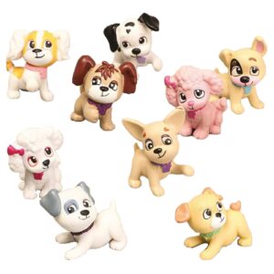 dog figurines playset, 9 pcs realistic detailed puppy figures fairy garden miniature dog figurines collection playset cake toppers christmas birthday gift