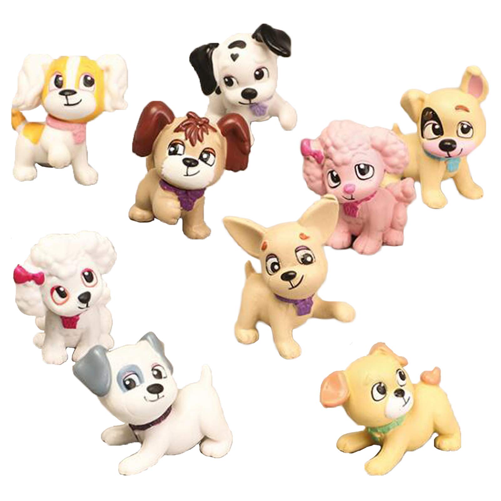 Dog Figurines Playset, 9 Pcs Realistic Detailed Puppy Figures Fairy Garden Miniature Dog Figurines Collection Playset Cake Toppers Christmas Birthday Gift