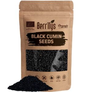 black cumin seeds, usda organic, berrilys, 16oz, also known as nigella sativa, kalonji & black cumin seeds, great as herbs, seasoning, baking, cooking