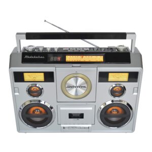 Studebaker Sound Station Portable Stereo Boombox with Bluetooth/CD/AM-FM Radio/Cassette Recorder (Silver)