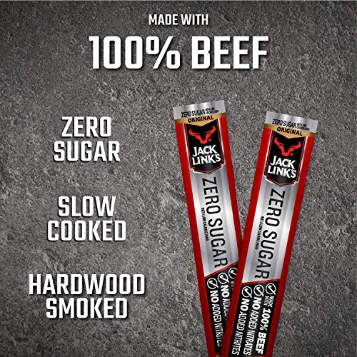 Jack Link's Beef Sticks, Zero Sugar, Original – Protein Snack, Meat Stick with 6g of Protein, Made with 100% Beef, No Added MSG – 0.92 Oz (Pack of 20)