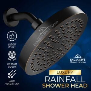 Rainfall 6" High Pressure 2.5 GPM Shower Heads with Anti-Clog 90 Rubber Jets - 360° Rotation Adjustable Rustproof Bathroom Shower Head