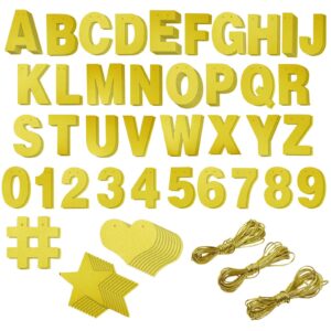bright creations 130-piece diy gold glitter make your own banner kit with letters, numbers, symbols, and string for birthdays, weddings, and party supplies decor (5-inch letters)