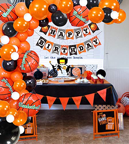 Homond Basketball Party Decorations Supplies, Basketball Birthday Decorations, Basketball Balloons Garland, Sports Theme Supplies, Basketball Banner, Cake Topper