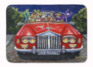 caroline's treasures jack russell evening cruise machine washable memory foam mat doormats, multicolor