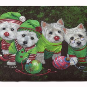 Caroline's Treasures Westie Christmas Santa's Assistants Machine Washable Memory Foam Mat doormats, Multicolor