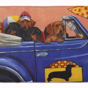 Caroline's Treasures Dachshund Dachsmobile Machine Washable Memory Foam Mat doormats, Multicolor