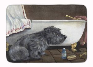 caroline's treasures cairn terrier bath time machine washable memory foam mat doormats, multicolor