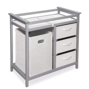 Badger Basket Modern Baby Changing Table with Laundry Hamper, 3 Storage Drawers, and Pad - Cool Gray