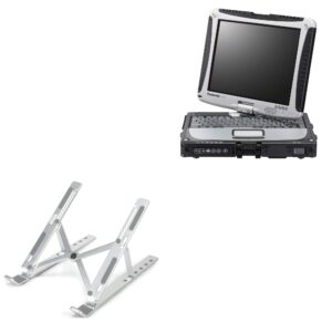 boxwave stand and mount compatible with panasonic toughbook cf-19 (stand and mount compact quickswitch laptop stand, portable, multi angle viewing stand - metallic silver