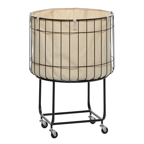 Deco 79 Metal Round Storage Cart with Wheels, 19" x 19" x 26", Black