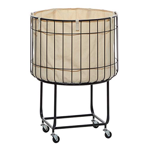 Deco 79 Metal Round Storage Cart with Wheels, 19" x 19" x 26", Black