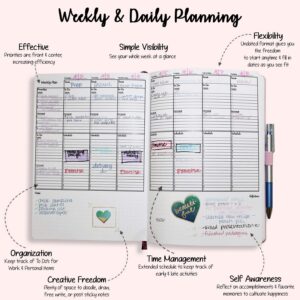 Undated Daily Planner - The Seed Planner - Weekly, Monthly & Yearly Organizer-Productivity Journal with Hourly Agenda, To Do List & Goals 2024 Pink