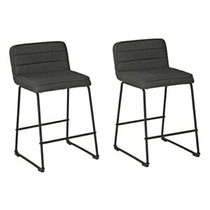 signature design by ashley nerison 26" modern upholstered counter height bar stool, 2 count, dark gray
