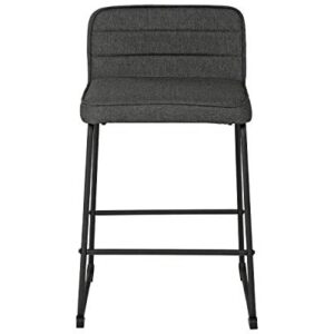 Signature Design by Ashley Nerison 26" Modern Upholstered Counter Height Bar Stool, 2 Count, Dark Gray