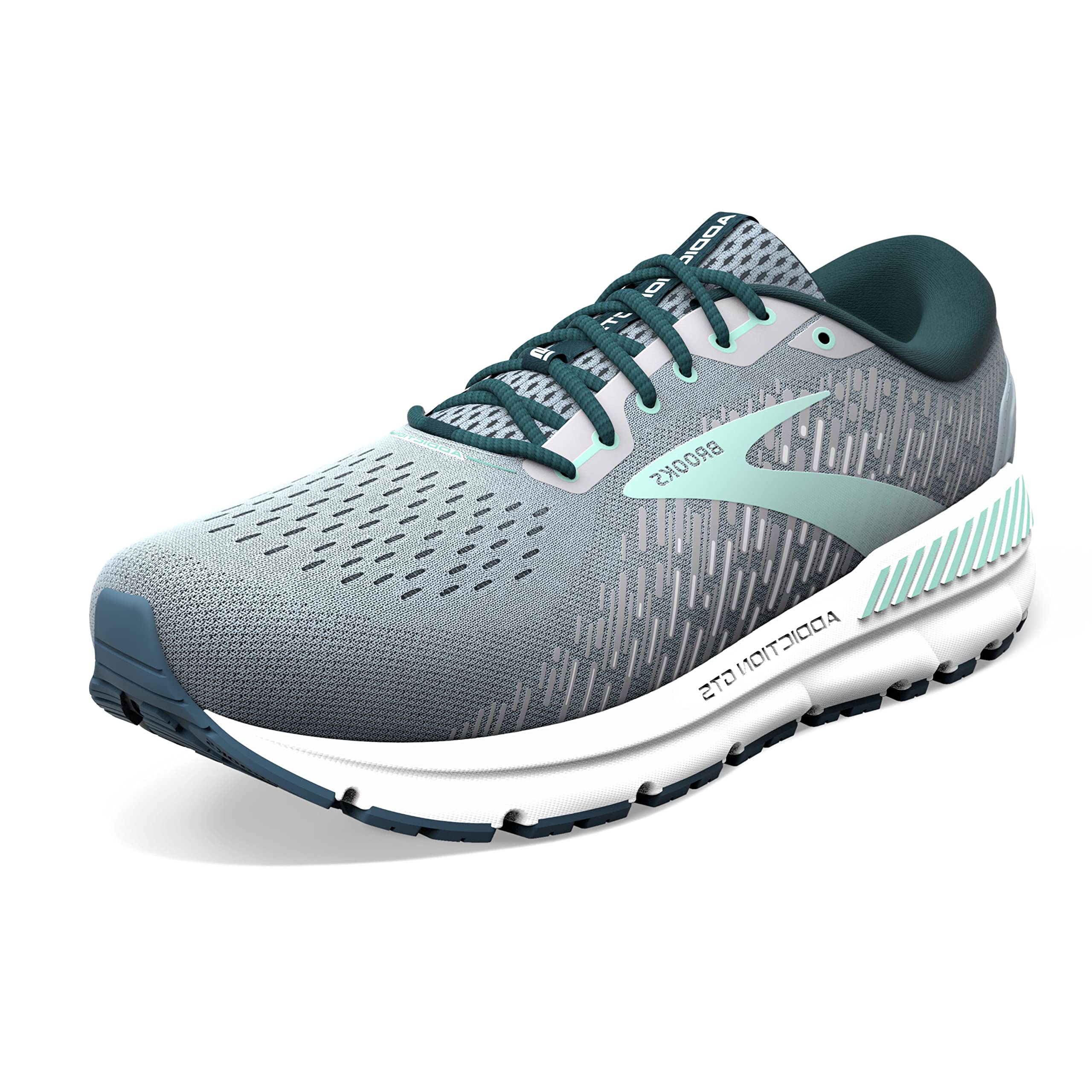 Brooks Women's Addiction GTS 15 Supportive Running Shoe - Grey/Navy/Aqua - 12 Narrow