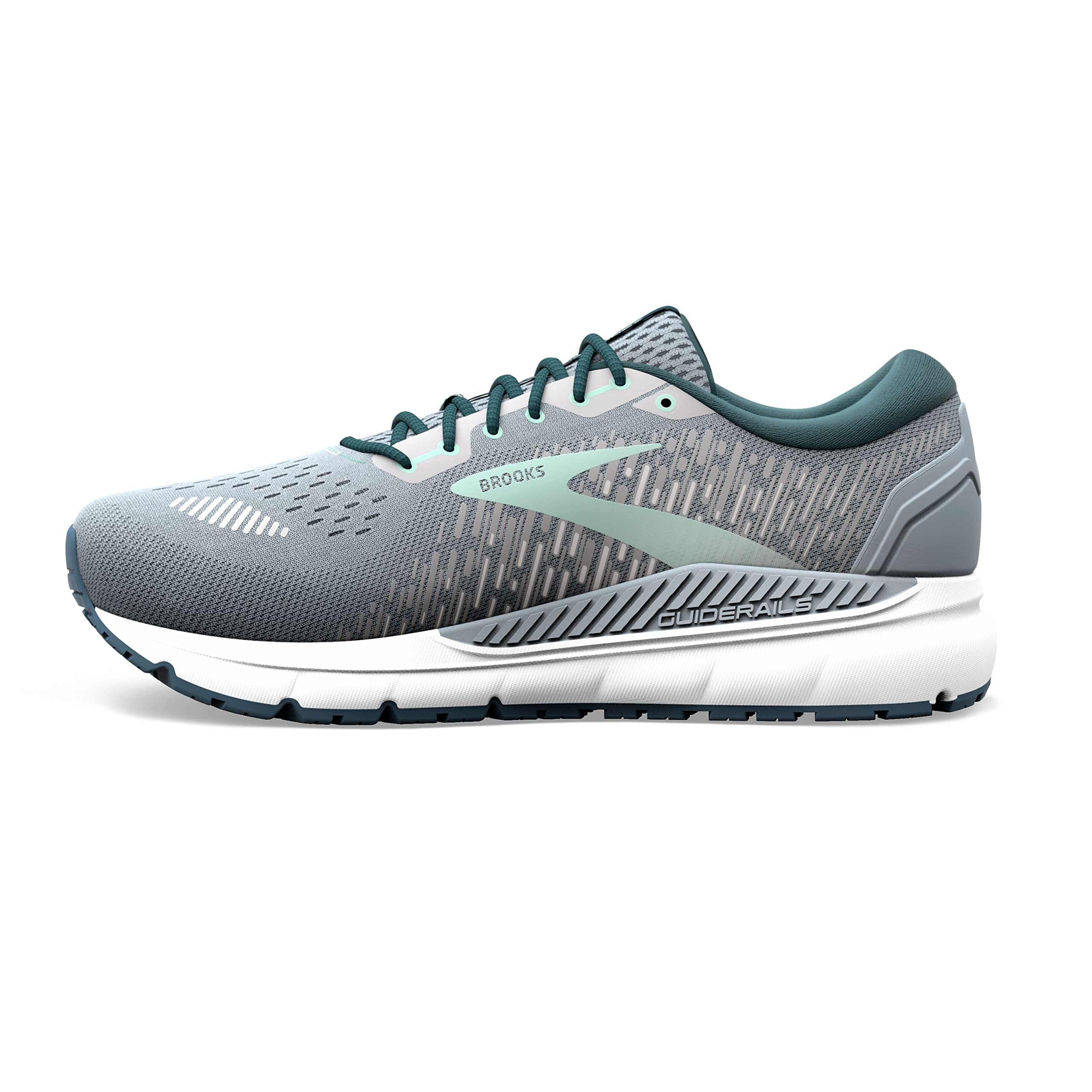 Brooks Women's Addiction GTS 15 Supportive Running Shoe - Grey/Navy/Aqua - 12 Narrow