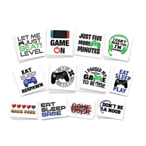 fashiontats video gamer temporary tattoos | pack of 36 | made in the usa | skin safe | party supplies & favors | removable