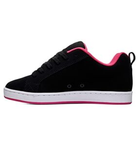dc shoes women's low-top sneakers, black pink stencil, 8