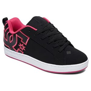 DC Shoes Women's Low-Top Sneakers, Black Pink Stencil, 8