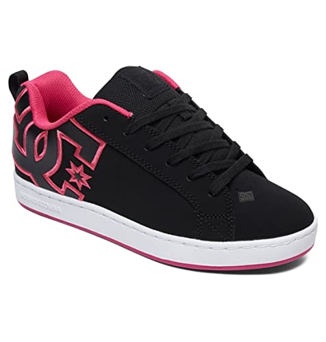 DC Shoes Women's Low-Top Sneakers, Black Pink Stencil, 8