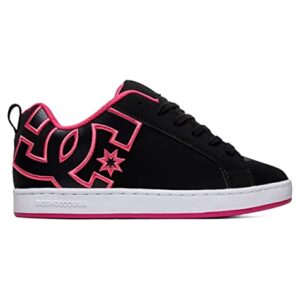 DC Shoes Women's Low-Top Sneakers, Black Pink Stencil, 8