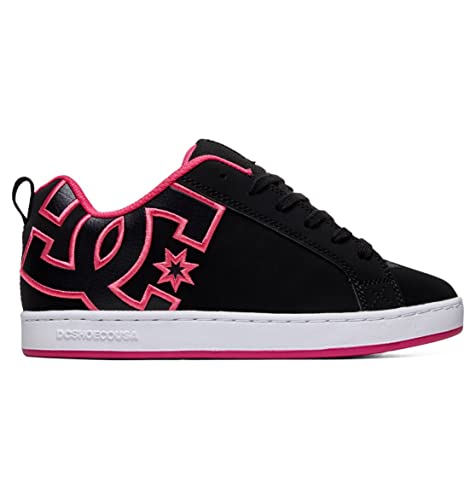 DC Shoes Women's Low-Top Sneakers, Black Pink Stencil, 8