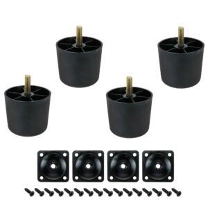 lc lictop plastic round tapered sofa legs m8 thread replacement furniture sofa legs with mounting plates screws set of 4 (65x55x50mm)