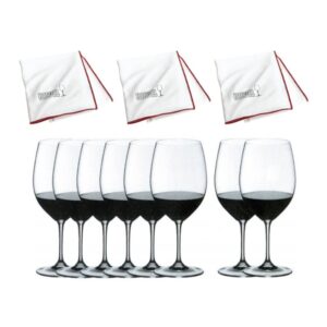 riedel vinum bordeaux wine glasses (8-pack) bundle with microfiber polishing cloth (3-pack) (4 items)
