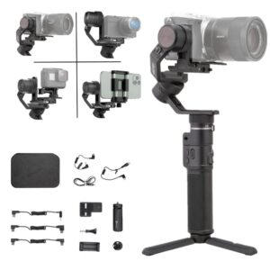 feiyutech g6 max camera gimbal stabilizer for lightweight mirrorless/action/pocket camera,smartphone, for sonyzv1 a6300/a6500 canon 200d m50, for iphone12 pro max goprohero 8/9 android app,max 2.4lb