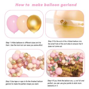 122Pcs Baby Shower Decorations for Girl Rose Gold Pink Balloons Arch Garland Kit with Eucalyptus Boho Greenery Baby Girl Banner Peach Blush Gold Balloons for Baby in Bloom Gender Reveal Party Supplies