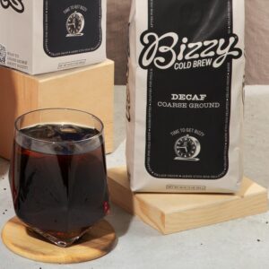 Bizzy Cold Brew Coffee | Decaf Blend | Water Process | Coarse Ground Coffee | Micro Sifted | Specialty Grade | 100% Arabica | 1 LB