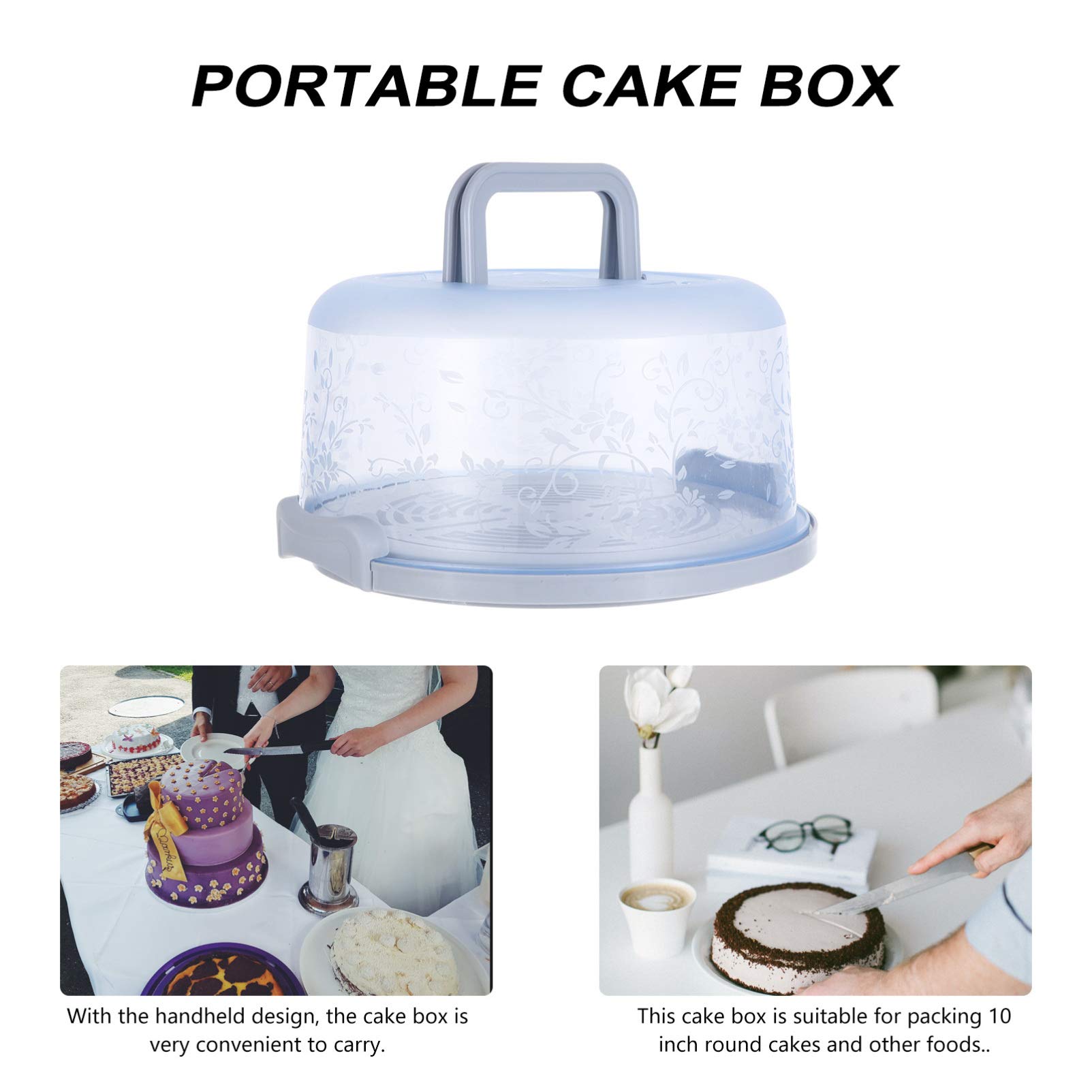 jojofuny Portable Round Cake Carrier with Handle Pie Saver Cupcake Container for Cookies Pies Desserts Blue