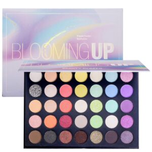 myuango blooming up eyeshadow palette-35 shades matte shimmer glitter makeup palette for beginners - waterproof, blendable, long-lasting - cruelty-free