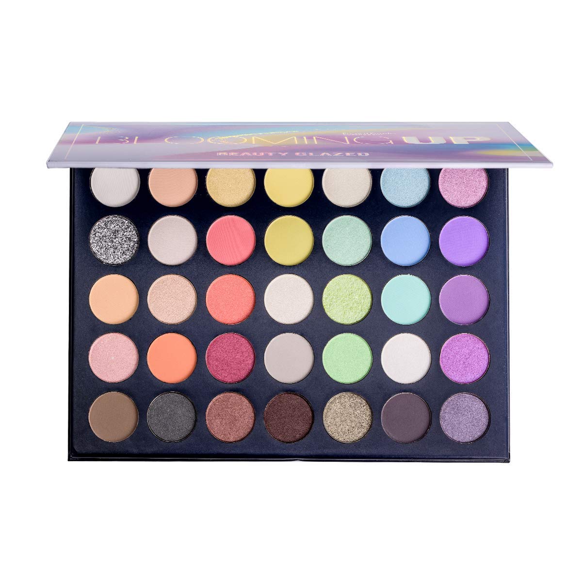 MYUANGO Blooming Up Eyeshadow Palette-35 Shades Matte Shimmer Glitter Makeup Palette for Beginners - Waterproof, Blendable, Long-Lasting - Cruelty-Free