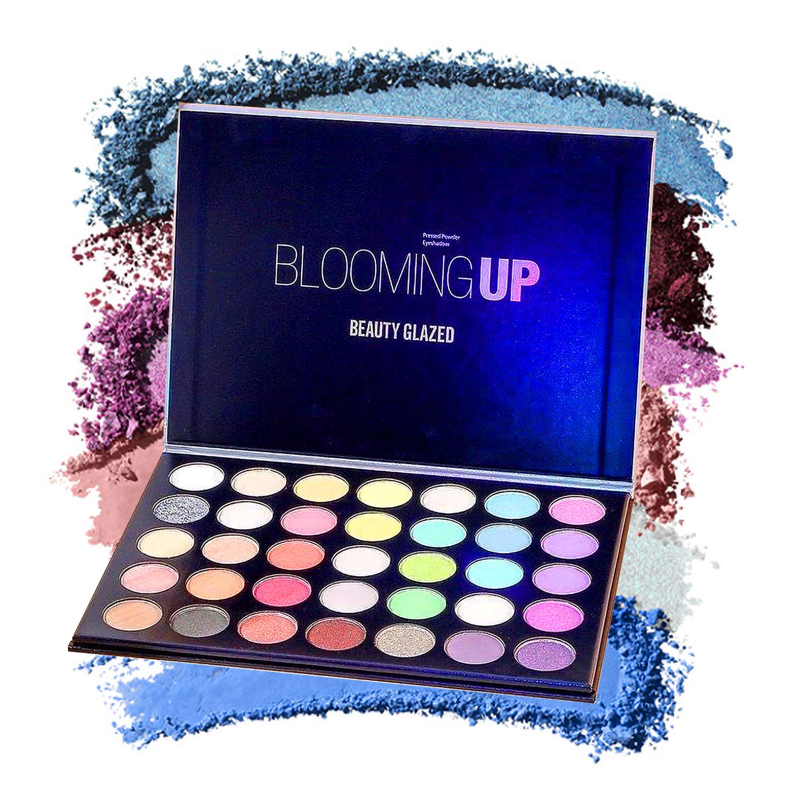 MYUANGO Blooming Up Eyeshadow Palette-35 Shades Matte Shimmer Glitter Makeup Palette for Beginners - Waterproof, Blendable, Long-Lasting - Cruelty-Free