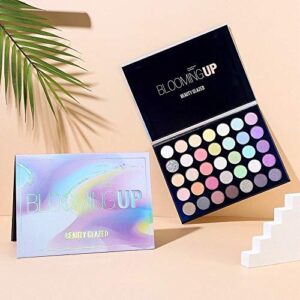 MYUANGO Blooming Up Eyeshadow Palette-35 Shades Matte Shimmer Glitter Makeup Palette for Beginners - Waterproof, Blendable, Long-Lasting - Cruelty-Free