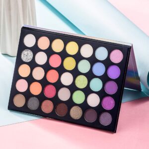 MYUANGO Blooming Up Eyeshadow Palette-35 Shades Matte Shimmer Glitter Makeup Palette for Beginners - Waterproof, Blendable, Long-Lasting - Cruelty-Free