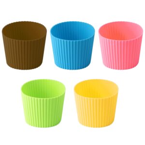 5pcs assorted colors heat-resistant silicone nonslip coffee cup sleeve,resistant reusable glass bottle mug cup sleeve protector cover