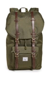 herschel little america laptop backpack, ivy green/chicory coffee, classic 25.0l